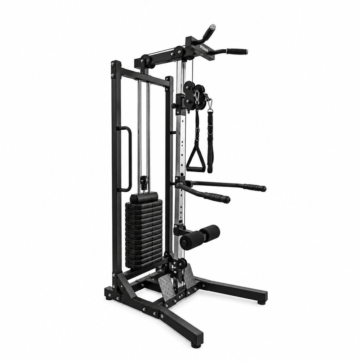 POWA Gym Freestanding Cable Pulley Machine - 90kg Plate Loaded